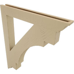 Ekena Millwork - BKTUR035X30X36MRC01RCPR - Timberthane Faux Wood Merced Style Bracket, Traditional Ends, 3 1/2"W x 30"D x 36"H, Primed Tan