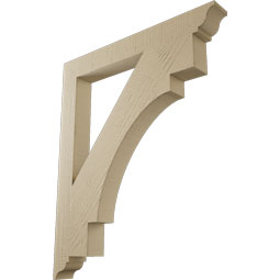 Ekena Millwork - BKTUR035X30X36MRC01RCPR - Timberthane Faux Wood Merced Style Bracket, Traditional Ends, 3 1/2"W x 30"D x 36"H, Primed Tan