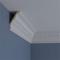Ekena Millwork - MLD05X03X05NA - Endurathane Nadia Crown Moulding, 4 3/4"H x 2 3/4"P x 5 3/8"F x 94 1/2"L, (2 1/4" Repeat), Factory Primed