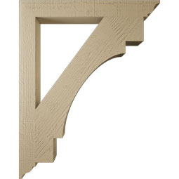Ekena Millwork - BKTUR035X30X38MRC01RCPR - Timberthane Faux Wood Merced Style Bracket, Traditional Ends, 3 1/2"W x 30"D x 38"H, Primed Tan