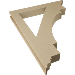 Ekena Millwork - BKTUR035X30X38MRC01RCPR - Timberthane Faux Wood Merced Style Bracket, Traditional Ends, 3 1/2"W x 30"D x 38"H, Primed Tan