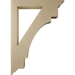 Ekena Millwork - BKTUR035X30X42MRC01RCPR - Timberthane Faux Wood Merced Style Bracket, Traditional Ends, 3 1/2"W x 30"D x 42"H, Primed Tan