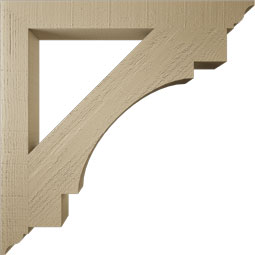 Ekena Millwork - BKTUR035X32X32MRC01RCPR - Timberthane Faux Wood Merced Style Bracket, Traditional Ends, 3 1/2"W x 32"D x 32"H, Primed Tan