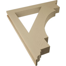 Ekena Millwork - BKTUR035X32X36MRC01RCPR - Timberthane Faux Wood Merced Style Bracket, Traditional Ends, 3 1/2"W x 32"D x 36"H, Primed Tan