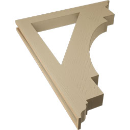 Ekena Millwork - BKTUR035X32X40MRC01RCPR - Timberthane Faux Wood Merced Style Bracket, Traditional Ends, 3 1/2"W x 32"D x 40"H, Primed Tan