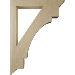 Ekena Millwork - BKTUR035X32X44MRC01RCPR - Timberthane Faux Wood Merced Style Bracket, Traditional Ends, 3 1/2"W x 32"D x 44"H, Primed Tan
