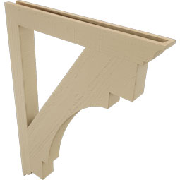 Ekena Millwork - BKTUR035X32X44MRC01RCPR - Timberthane Faux Wood Merced Style Bracket, Traditional Ends, 3 1/2"W x 32"D x 44"H, Primed Tan