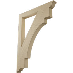 Ekena Millwork - BKTUR035X32X44MRC01RCPR - Timberthane Faux Wood Merced Style Bracket, Traditional Ends, 3 1/2"W x 32"D x 44"H, Primed Tan