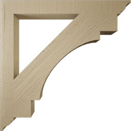 Ekena Millwork - BKTUR035X34X34MRC01RCPR - Timberthane Faux Wood Merced Style Bracket, Traditional Ends, 3 1/2"W x 34"D x 34"H, Primed Tan