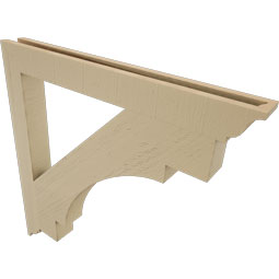 Ekena Millwork - BKTUR035X34X34MRC01RCPR - Timberthane Faux Wood Merced Style Bracket, Traditional Ends, 3 1/2"W x 34"D x 34"H, Primed Tan