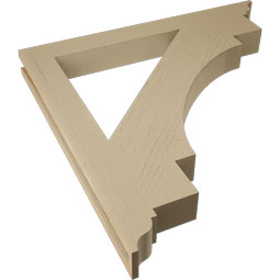 Ekena Millwork - BKTUR035X34X34MRC01RCPR - Timberthane Faux Wood Merced Style Bracket, Traditional Ends, 3 1/2"W x 34"D x 34"H, Primed Tan
