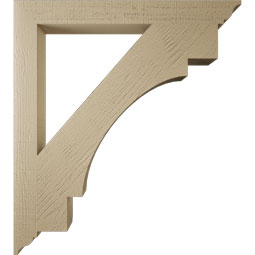 Ekena Millwork - BKTUR035X34X38MRC01RCPR - Timberthane Faux Wood Merced Style Bracket, Traditional Ends, 3 1/2"W x 34"D x 38"H, Primed Tan