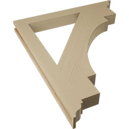 Ekena Millwork - BKTUR035X34X40MRC01RCPR - Timberthane Faux Wood Merced Style Bracket, Traditional Ends, 3 1/2"W x 34"D x 40"H, Primed Tan