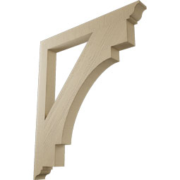 Ekena Millwork - BKTUR035X34X40MRC01RCPR - Timberthane Faux Wood Merced Style Bracket, Traditional Ends, 3 1/2"W x 34"D x 40"H, Primed Tan