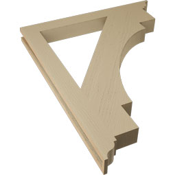 Ekena Millwork - BKTUR035X34X42MRC01RCPR - Timberthane Faux Wood Merced Style Bracket, Traditional Ends, 3 1/2"W x 34"D x 42"H, Primed Tan