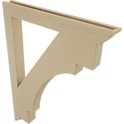 Ekena Millwork - BKTUR035X34X46MRC01RCPR - Timberthane Faux Wood Merced Style Bracket, Traditional Ends, 3 1/2"W x 34"D x 46"H, Primed Tan