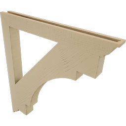 Ekena Millwork - BKTUR035X36X40MRC01RCPR - Timberthane Faux Wood Merced Style Bracket, Traditional Ends, 3 1/2"W x 36"D x 40"H, Primed Tan