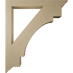 Ekena Millwork - BKTUR035X36X42MRC01RCPR - Timberthane Faux Wood Merced Style Bracket, Traditional Ends, 3 1/2"W x 36"D x 42"H, Primed Tan