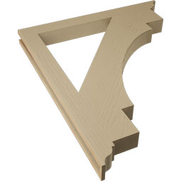Ekena Millwork - BKTUR035X36X42MRC01RCPR - Timberthane Faux Wood Merced Style Bracket, Traditional Ends, 3 1/2"W x 36"D x 42"H, Primed Tan