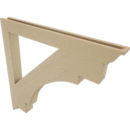 Ekena Millwork - BKTUR035X38X38MRC01RCPR - Timberthane Faux Wood Merced Style Bracket, Traditional Ends, 3 1/2"W x 38"D x 38"H, Primed Tan