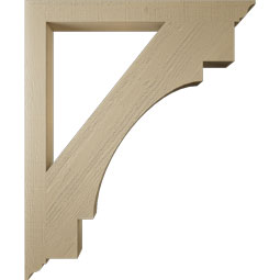 Ekena Millwork - BKTUR035X38X46MRC01RCPR - Timberthane Faux Wood Merced Style Bracket, Traditional Ends, 3 1/2"W x 38"D x 46"H, Primed Tan