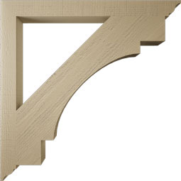 Ekena Millwork - BKTUR035X40X40MRC01RCPR - Timberthane Faux Wood Merced Style Bracket, Traditional Ends, 3 1/2"W x 40"D x 40"H, Primed Tan