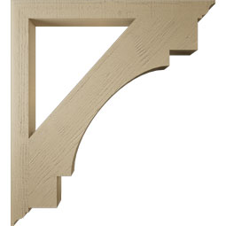 Ekena Millwork - BKTUR035X40X44MRC01RCPR - Timberthane Faux Wood Merced Style Bracket, Traditional Ends, 3 1/2"W x 40"D x 44"H, Primed Tan