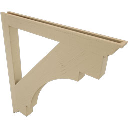 Ekena Millwork - BKTUR035X40X44MRC01RCPR - Timberthane Faux Wood Merced Style Bracket, Traditional Ends, 3 1/2"W x 40"D x 44"H, Primed Tan