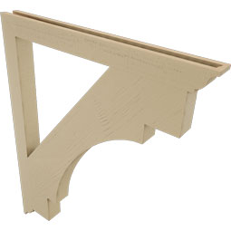 Ekena Millwork - BKTUR035X40X48MRC01RCPR - Timberthane Faux Wood Merced Style Bracket, Traditional Ends, 3 1/2"W x 40"D x 48"H, Primed Tan
