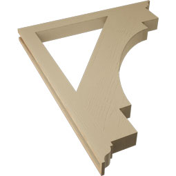 Ekena Millwork - BKTUR035X40X48MRC01RCPR - Timberthane Faux Wood Merced Style Bracket, Traditional Ends, 3 1/2"W x 40"D x 48"H, Primed Tan