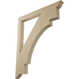 Ekena Millwork - BKTUR035X40X48MRC01RCPR - Timberthane Faux Wood Merced Style Bracket, Traditional Ends, 3 1/2"W x 40"D x 48"H, Primed Tan