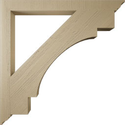 Ekena Millwork - BKTUR035X42X42MRC01RCPR - Timberthane Faux Wood Merced Style Bracket, Traditional Ends, 3 1/2"W x 42"D x 42"H, Primed Tan