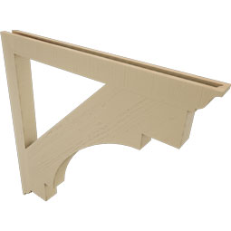 Ekena Millwork - BKTUR035X42X42MRC01RCPR - Timberthane Faux Wood Merced Style Bracket, Traditional Ends, 3 1/2"W x 42"D x 42"H, Primed Tan