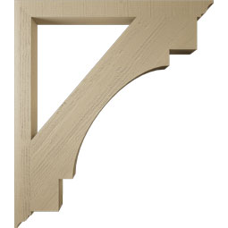 Ekena Millwork - BKTUR035X42X48MRC01RCPR - Timberthane Faux Wood Merced Style Bracket, Traditional Ends, 3 1/2"W x 42"D x 48"H, Primed Tan