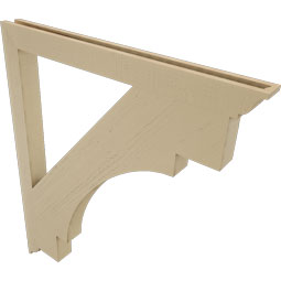 Ekena Millwork - BKTUR035X42X48MRC01RCPR - Timberthane Faux Wood Merced Style Bracket, Traditional Ends, 3 1/2"W x 42"D x 48"H, Primed Tan