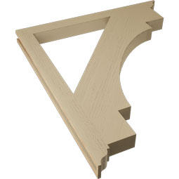 Ekena Millwork - BKTUR035X42X48MRC01RCPR - Timberthane Faux Wood Merced Style Bracket, Traditional Ends, 3 1/2"W x 42"D x 48"H, Primed Tan