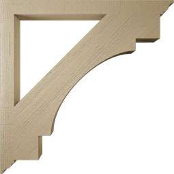Ekena Millwork - BKTUR035X44X44MRC01RCPR - Timberthane Faux Wood Merced Style Bracket, Traditional Ends, 3 1/2"W x 44"D x 44"H, Primed Tan