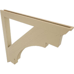 Ekena Millwork - BKTUR035X44X44MRC01RCPR - Timberthane Faux Wood Merced Style Bracket, Traditional Ends, 3 1/2"W x 44"D x 44"H, Primed Tan