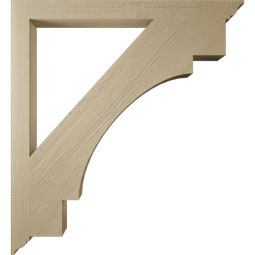 Ekena Millwork - BKTUR035X44X48MRC01RCPR - Timberthane Faux Wood Merced Style Bracket, Traditional Ends, 3 1/2"W x 44"D x 48"H, Primed Tan