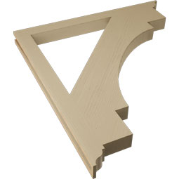 Ekena Millwork - BKTUR035X44X48MRC01RCPR - Timberthane Faux Wood Merced Style Bracket, Traditional Ends, 3 1/2"W x 44"D x 48"H, Primed Tan