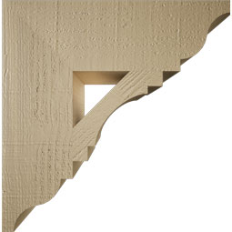 Ekena Millwork - BKTUR055X18X18MRC01RCPR - Timberthane Faux Wood Merced Style Bracket, Traditional Ends, 5 1/2"W x 18"D x 18"H, Primed Tan