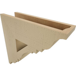 Ekena Millwork - BKTUR055X18X18MRC01RCPR - Timberthane Faux Wood Merced Style Bracket, Traditional Ends, 5 1/2"W x 18"D x 18"H, Primed Tan
