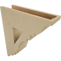 Ekena Millwork - BKTUR055X18X22MRC01RCPR - Timberthane Faux Wood Merced Style Bracket, Traditional Ends, 5 1/2"W x 18"D x 22"H, Primed Tan