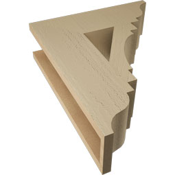 Ekena Millwork - BKTUR055X18X22MRC01RCPR - Timberthane Faux Wood Merced Style Bracket, Traditional Ends, 5 1/2"W x 18"D x 22"H, Primed Tan