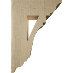 Ekena Millwork - BKTUR055X18X26MRC01RCPR - Timberthane Faux Wood Merced Style Bracket, Traditional Ends, 5 1/2"W x 18"D x 26"H, Primed Tan