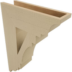 Ekena Millwork - BKTUR055X18X26MRC01RCPR - Timberthane Faux Wood Merced Style Bracket, Traditional Ends, 5 1/2"W x 18"D x 26"H, Primed Tan