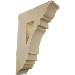 Ekena Millwork - BKTUR055X18X26MRC01RCPR - Timberthane Faux Wood Merced Style Bracket, Traditional Ends, 5 1/2"W x 18"D x 26"H, Primed Tan