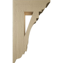 Ekena Millwork - BKTUR055X18X30MRC01RCPR - Timberthane Faux Wood Merced Style Bracket, Traditional Ends, 5 1/2"W x 18"D x 30"H, Primed Tan