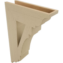 Ekena Millwork - BKTUR055X18X30MRC01RCPR - Timberthane Faux Wood Merced Style Bracket, Traditional Ends, 5 1/2"W x 18"D x 30"H, Primed Tan