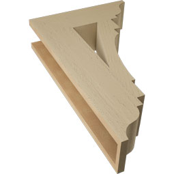 Ekena Millwork - BKTUR055X18X30MRC01RCPR - Timberthane Faux Wood Merced Style Bracket, Traditional Ends, 5 1/2"W x 18"D x 30"H, Primed Tan